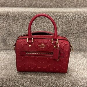 Coach mini Rowan Embossed Red Satchel